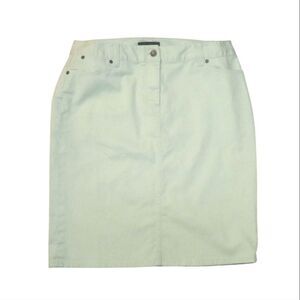Talbots A Line Cotton Denim Skirt Five Pockets Light Seafoam Button Zip Fly 10